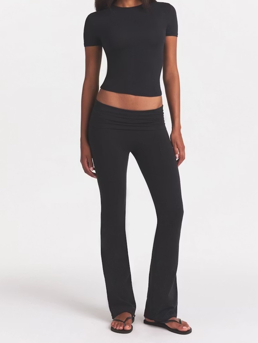 Skims Small Cotton Jersey Foldover Pants